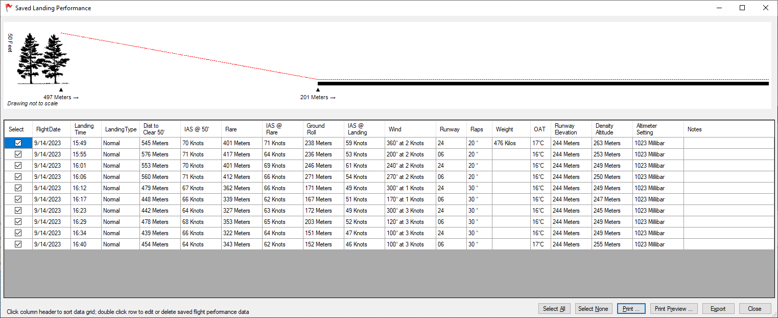 Previously Saved Landing Data