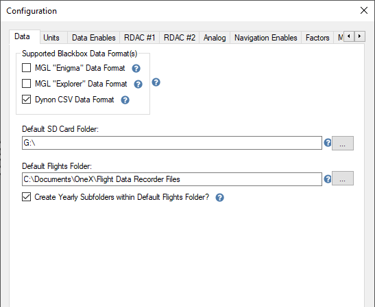 Data Folders Options
