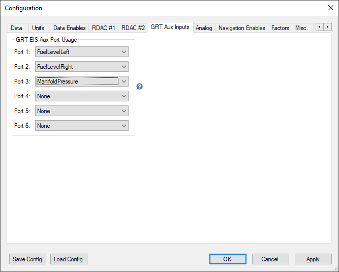 Auxiliary Data/Equipment Options